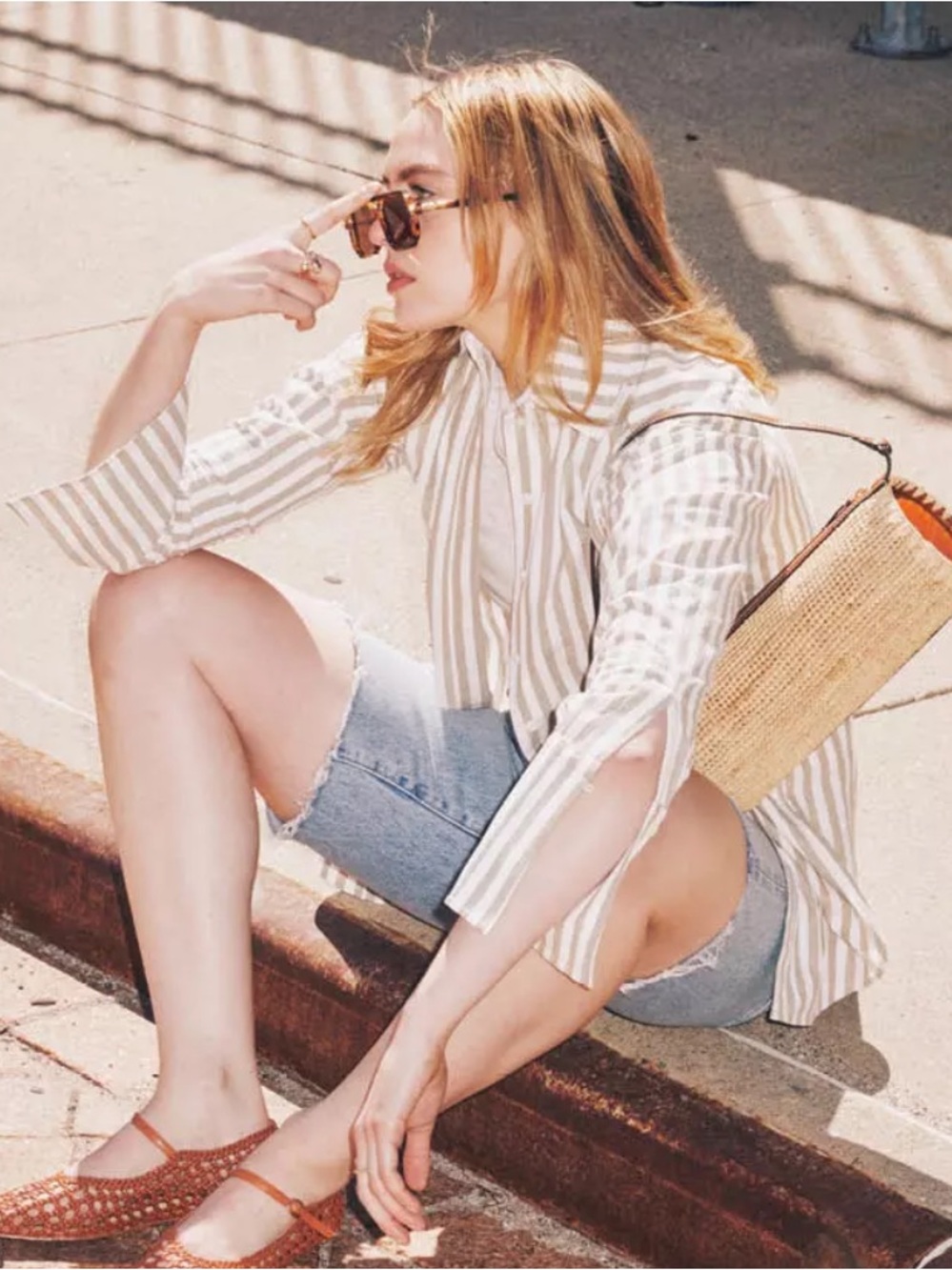 Classic Six Donna Button Down Shirt Striped